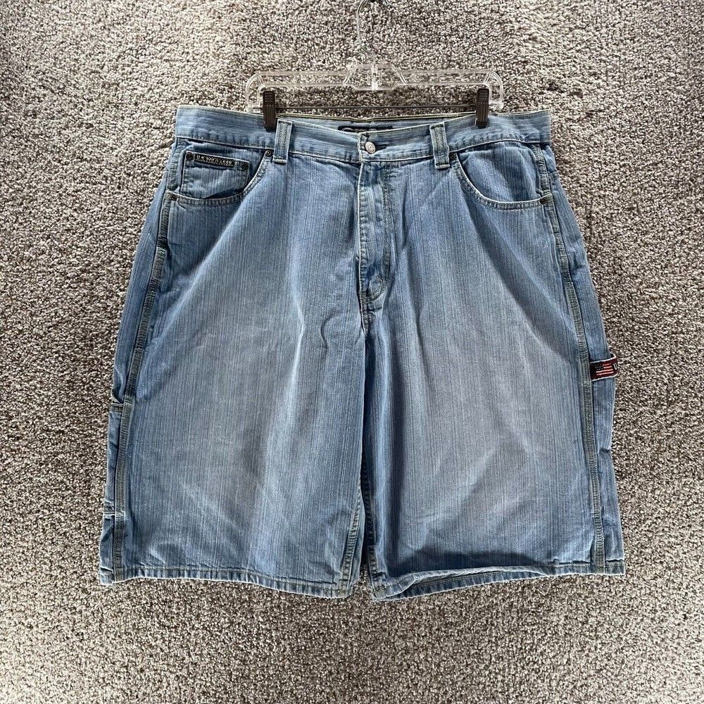 Vintage US Polo ASSN Shorts Mens 40 Blue Denim Carpenter Streetwear Hip‎ Hop Rap